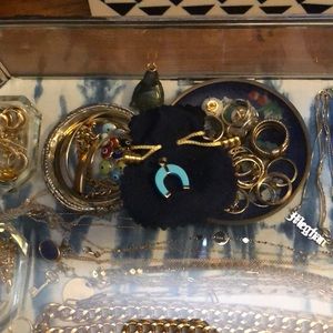 14k Yellow Gold & Turquoise Horseshoe